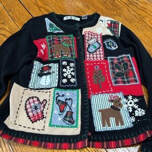 Vintage OHI Christmas sweater.  Size Medium. Reindeer, snowman, skates.